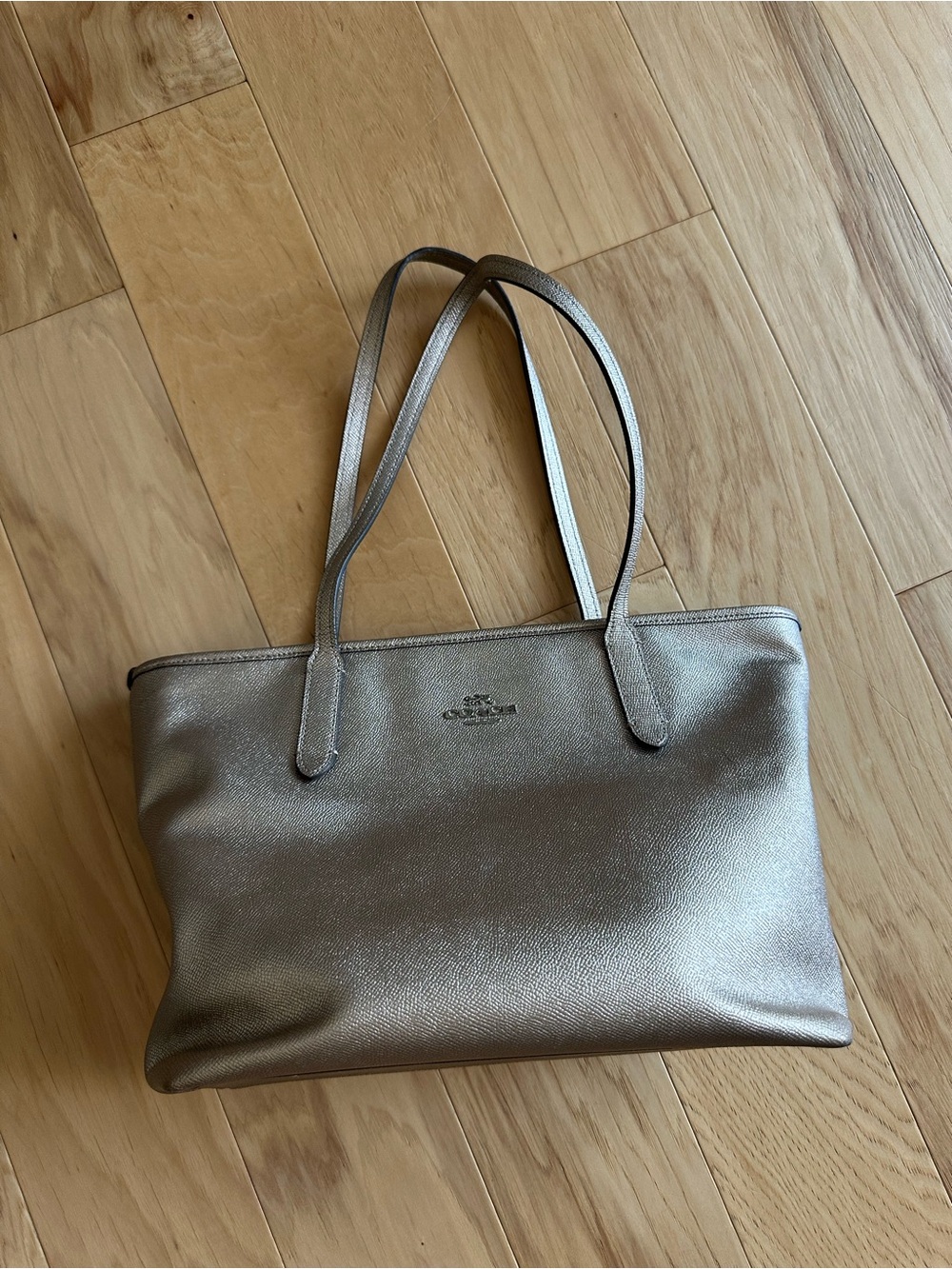 Coach Metallic Rose Gold Leather Tote